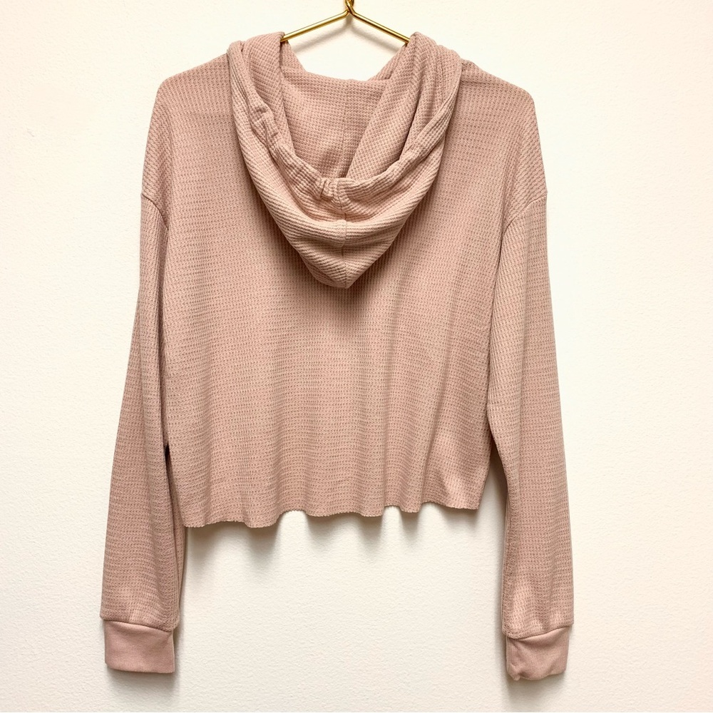 wild fable Cropped Waffle-Knit Hoodie in Blush Color Not Like Pink Shown. - Picture 6 of 9